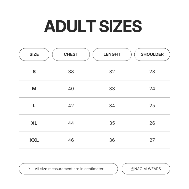 Soccer Jerseys Adult Size Chart